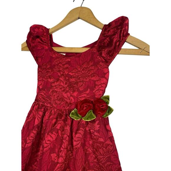 Laura Ashley London Dress Girls Size 6 Red Formal Petticoat Floral Tea Party - Picture 5 of 12